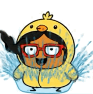 A Cartoon Of A Girl In A Chicken Costume GIF