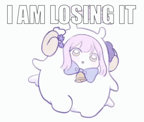 a cartoon of a girl in a sheep costume with the words `` i am losing it ''