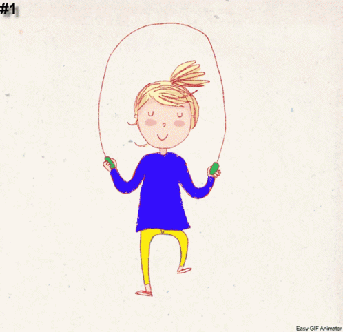 A Cartoon Of A Girl Jumping A Jump Rope With The Number 29 On Top GIF