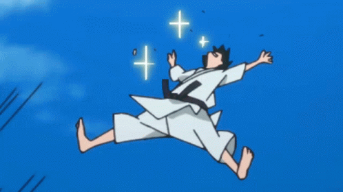 A Cartoon Of A Girl Kicking A Man In The Air With A Blue Sky In The Background GIF