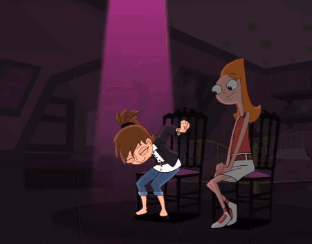 A Cartoon Of A Girl Kicking Another Girl 'S Leg GIF