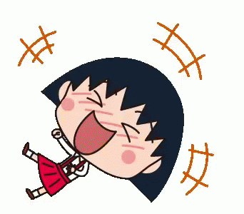 A Cartoon Of A Girl Laughing With Her Eyes Closed And Her Tongue Out . GIF
