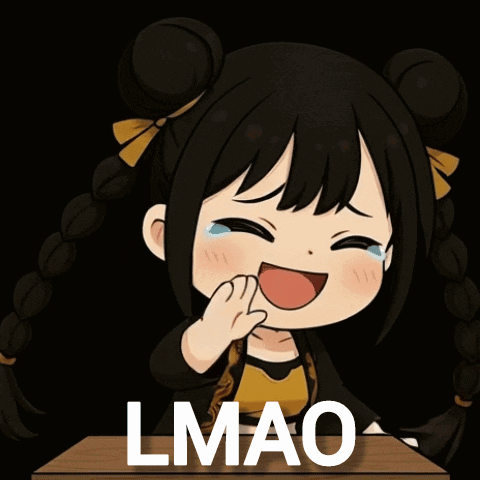 A Cartoon Of A Girl Laughing With The Word Lmao In The Background GIF