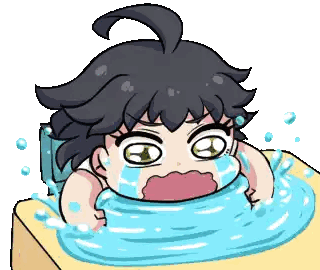 a cartoon of a girl laying in a bathtub with water coming out of her mouth