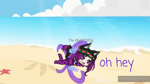 A Cartoon Of A Girl Laying On A Beach With The Words Oh Hey GIF