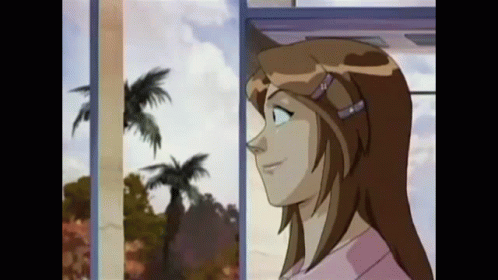 A Cartoon Of A Girl Looking Out A Window GIF