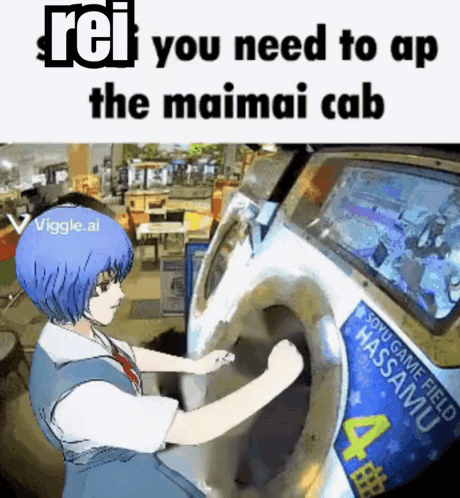 A Cartoon Of A Girl Playing A Video Game With The Words Rei You Need To Ap The Maimai Cab GIF