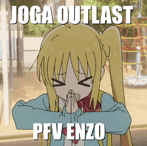 A Cartoon Of A Girl Praying With The Words Joga Outlast Pfv Enzo GIF