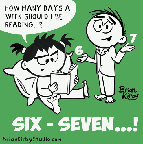 A Cartoon Of A Girl Reading A Book And A Boy Talking About Reading GIF
