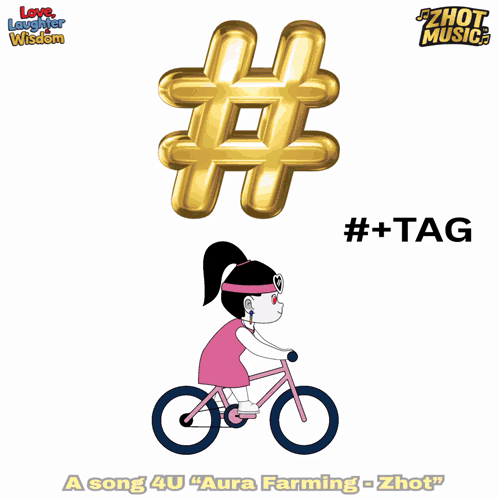 A Cartoon Of A Girl Riding A Bike With The Hashtag # Tag GIF
