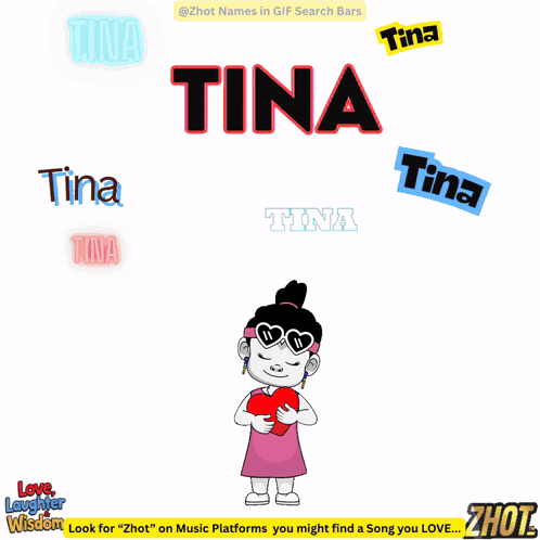 A Cartoon Of A Girl Riding A Bike With The Name Tina In The Background GIF