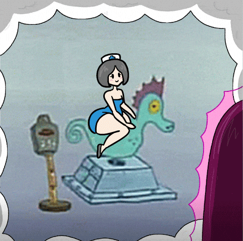 A Cartoon Of A Girl Riding A Seahorse GIF