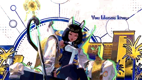 A Cartoon Of A Girl Sitting On A Throne With The Words " You Wanna Know " Above Her GIF