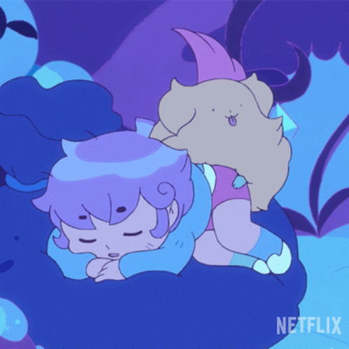 a cartoon of a girl sleeping next to a cat with a netflix logo in the corner