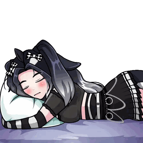 a cartoon of a girl sleeping on a bed