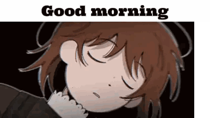 a cartoon of a girl sleeping with the words " good morning " below it