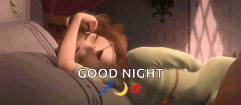 A Cartoon Of A Girl Sleeping With The Words Good Night Written Above Her GIF