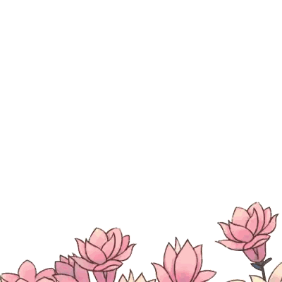 a cartoon of a girl standing in a field of flowers
