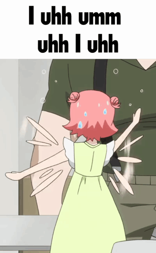 A Cartoon Of A Girl Standing Next To A Man With The Words I Uhh Umm Uhh GIF