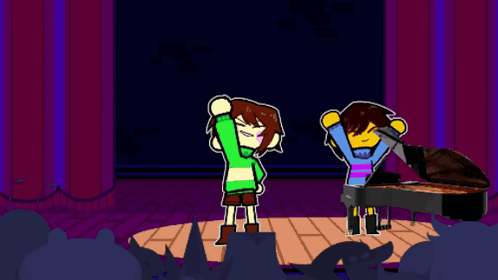 A Cartoon Of A Girl Standing Next To A Piano With The Words All My Fellas On The Bottom GIF