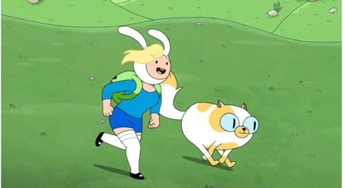 Girl Walking Cat In Grass Field GIF
