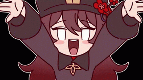 A Cartoon Of A Girl Wearing A Hat And A Bow Tie With Her Arms In The Air . GIF