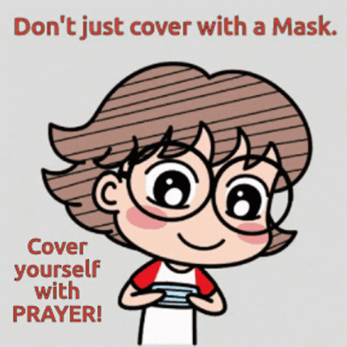 A Cartoon Of A Girl Wearing A Mask With The Caption " Don 'T Just Cover With A Mask " GIF