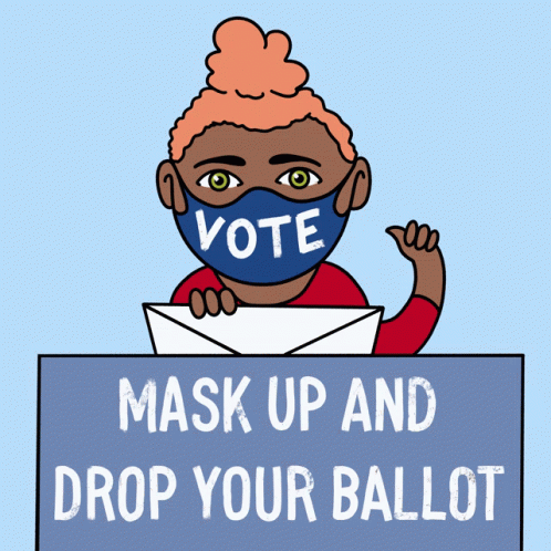 A Cartoon Of A Girl Wearing A Vote Mask GIF