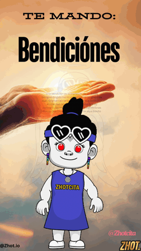 A Cartoon Of A Girl Wearing Sunglasses And A Shirt That Says ' Zhotcita ' GIF
