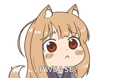 A Cartoon Of A Girl With A Cat Ear And The Words `` Pplease '' . GIF