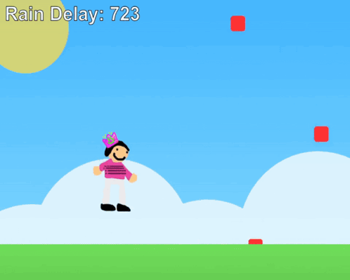 a cartoon of a girl with a crown on her head and rain delay 310 on the bottom