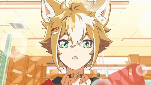 A Cartoon Of A Girl With A Fox 'S Ears GIF