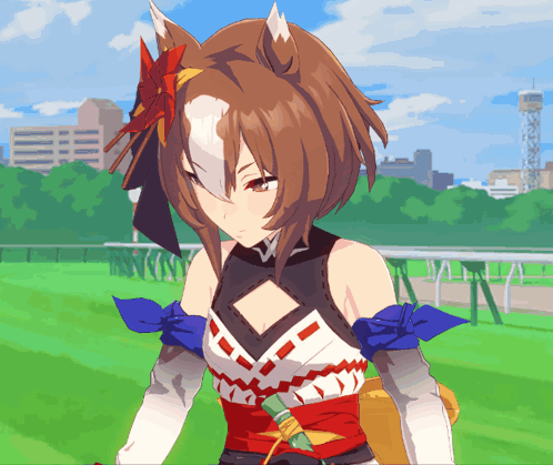 A Cartoon Of A Girl With A Horse Head GIF