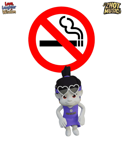 A Cartoon Of A Girl With A No Smoking Sign Behind Her GIF