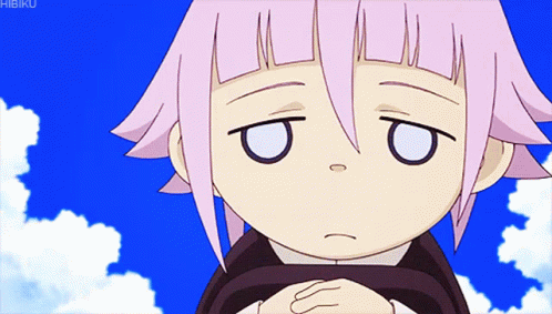 A Cartoon Of A Girl With A Sad Look On Her Face And The Word Hibiki On The Bottom Right GIF