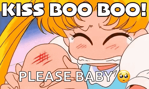A Cartoon Of A Girl With A Scar On Her Arm . GIF