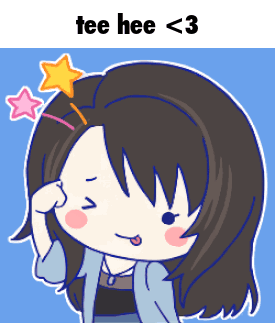 A Cartoon Of A Girl With A Star In Her Hair And The Words Tee Hee < 3 Above Her GIF