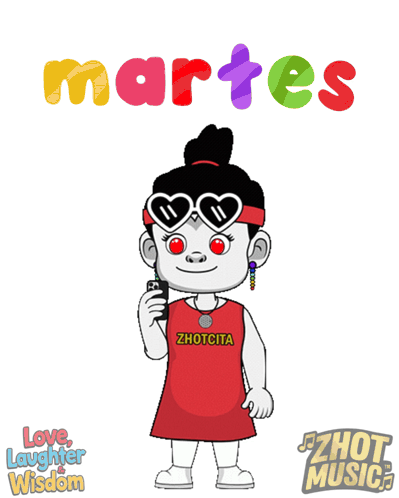 A Cartoon Of A Girl With A Zhotcita Shirt GIF
