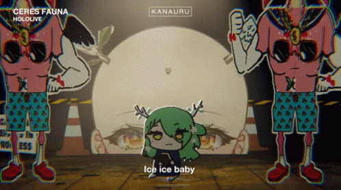 A Cartoon Of A Girl With Antlers And The Words Ice Ice Baby Behind Her GIF
