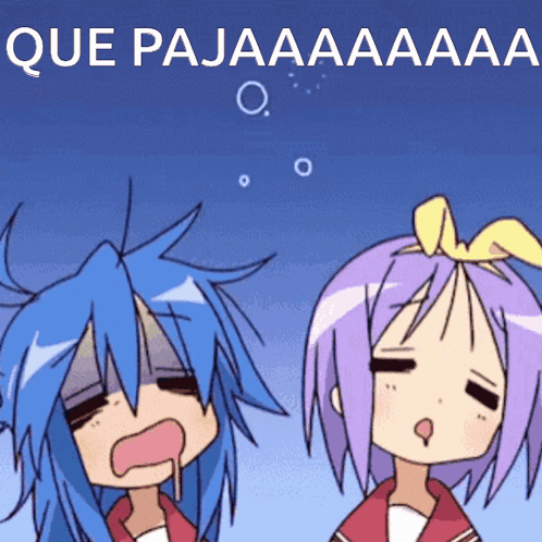 A Cartoon Of A Girl With Blue Hair And A Girl With Purple Hair And The Words Que Pajaaaaaa GIF