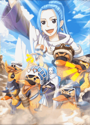 A Cartoon Of A Girl With Blue Hair And A Group Of Cartoon Characters GIF