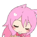 a cartoon of a girl with blue hair and cat ears .
