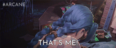 A Cartoon Of A Girl With Blue Hair And The Words That 'S Me On The Bottom GIF