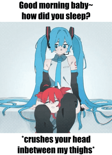 A Cartoon Of A Girl With Blue Hair Sitting On Another Girl 'S Lap GIF