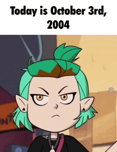 Cartoon Girl With Green Hair And Date October 3Rd 2004 GIF