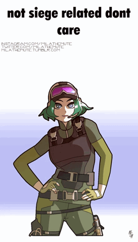 A Cartoon Of A Girl With Green Hair And The Words Not Siege Related Dont Care On The Bottom GIF