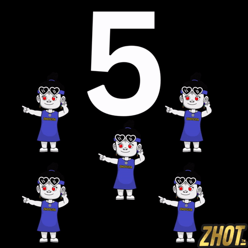 A Cartoon Of A Girl With Hearts On Her Eyes And The Number 5 In The Background GIF