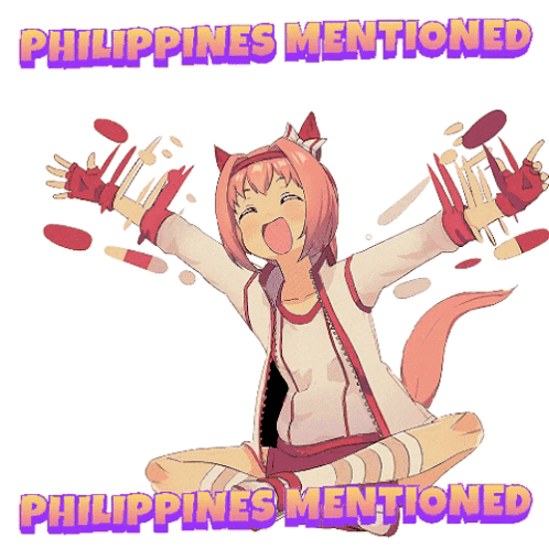 A Cartoon Of A Girl With Her Arms Outstretched And The Words Philippines Mentioned Above Her GIF