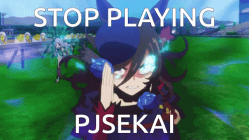 A Cartoon Of A Girl With Horns And The Words Stop Playing Pjsekai GIF