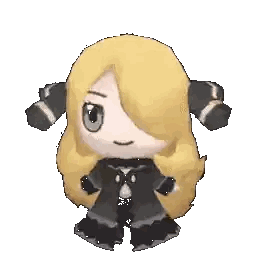 a cartoon of a girl with long blonde hair and a black dress